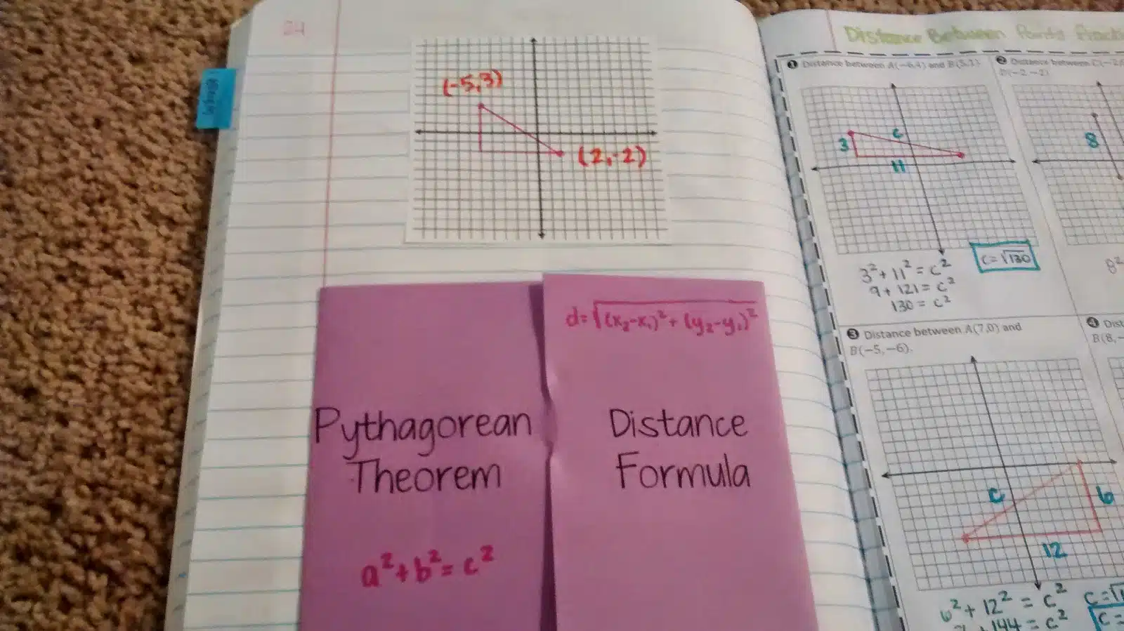 pythagorean theorem notes interactive note book inb