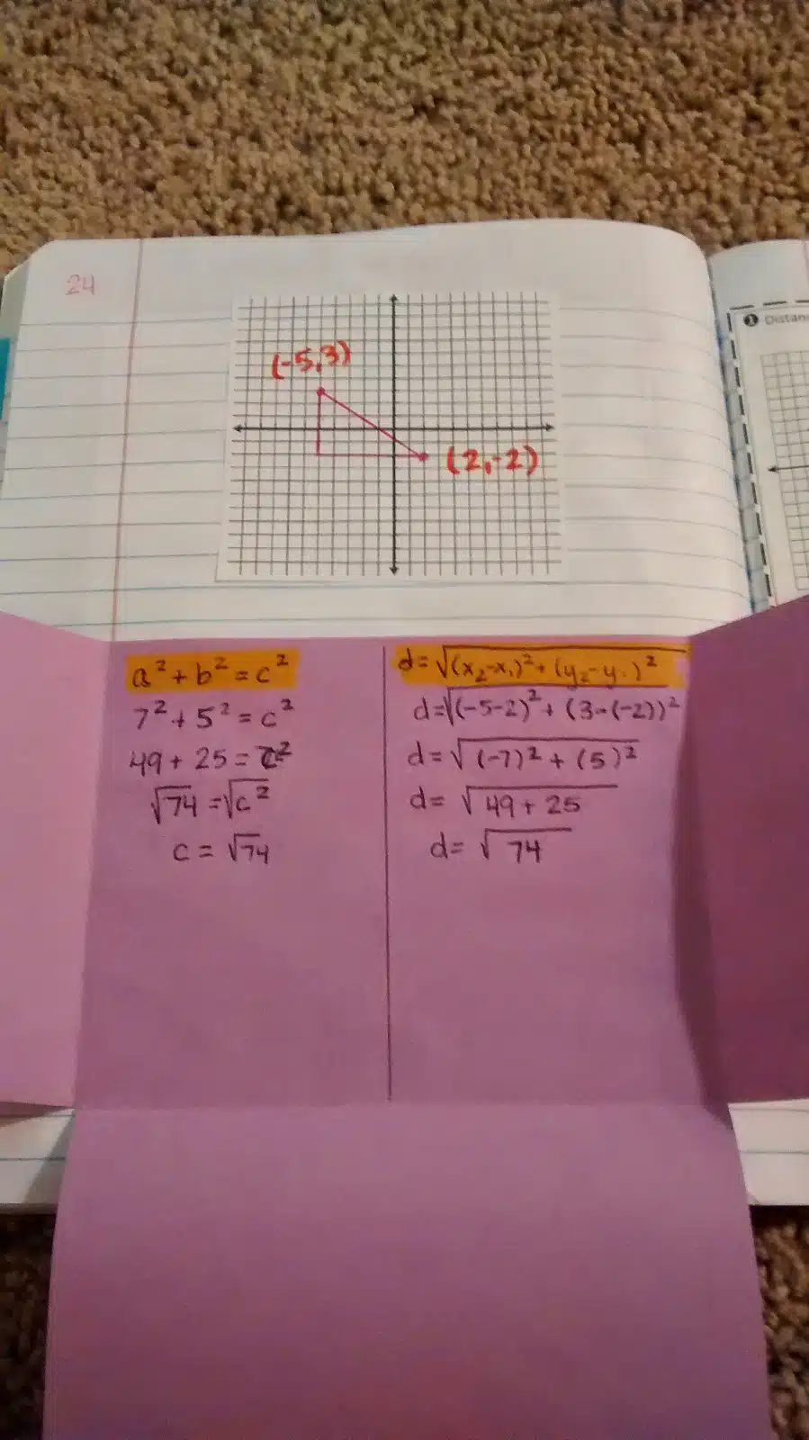 pythagorean theorem notes interactive note book inb