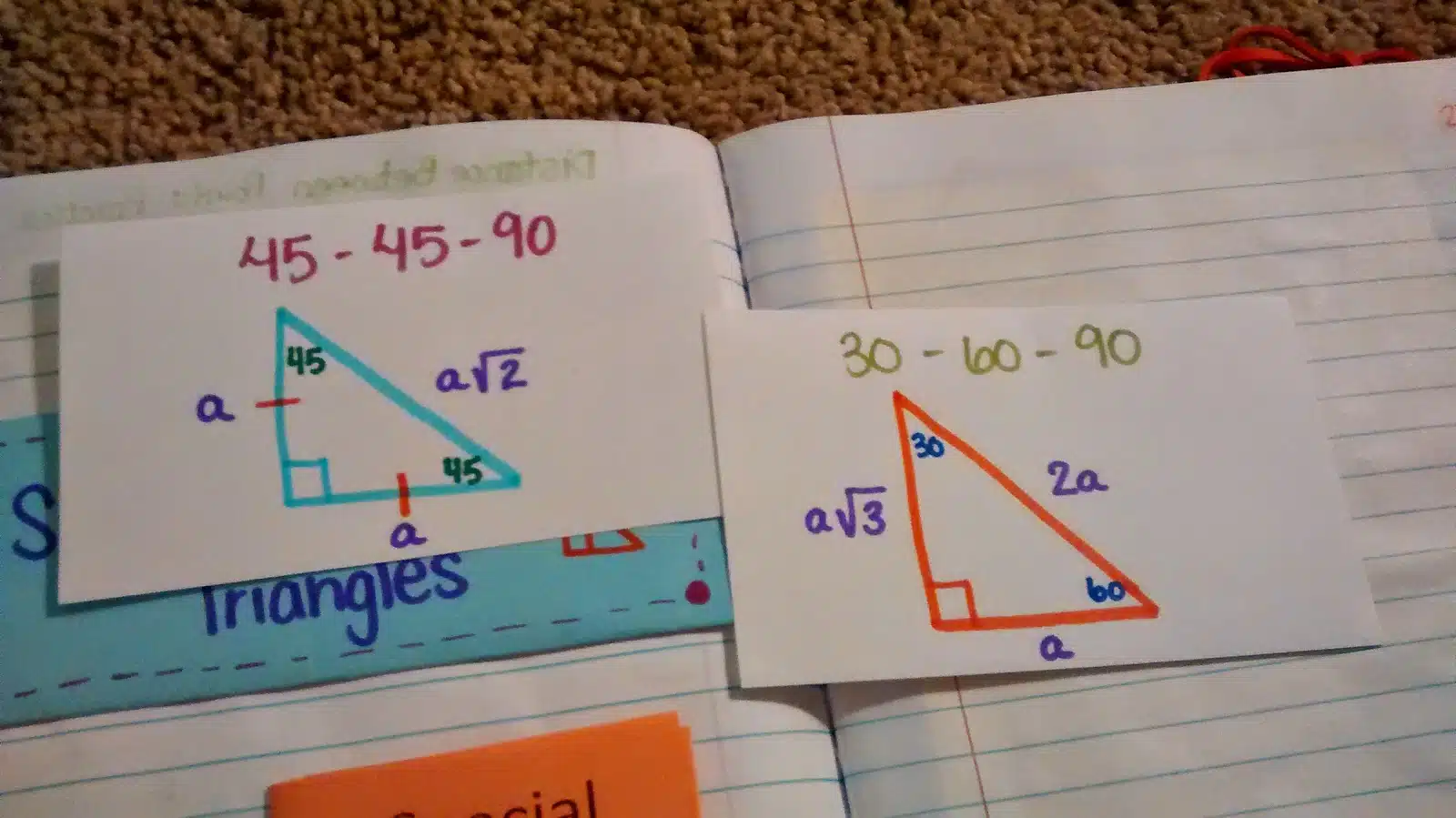 special right triangles practice book