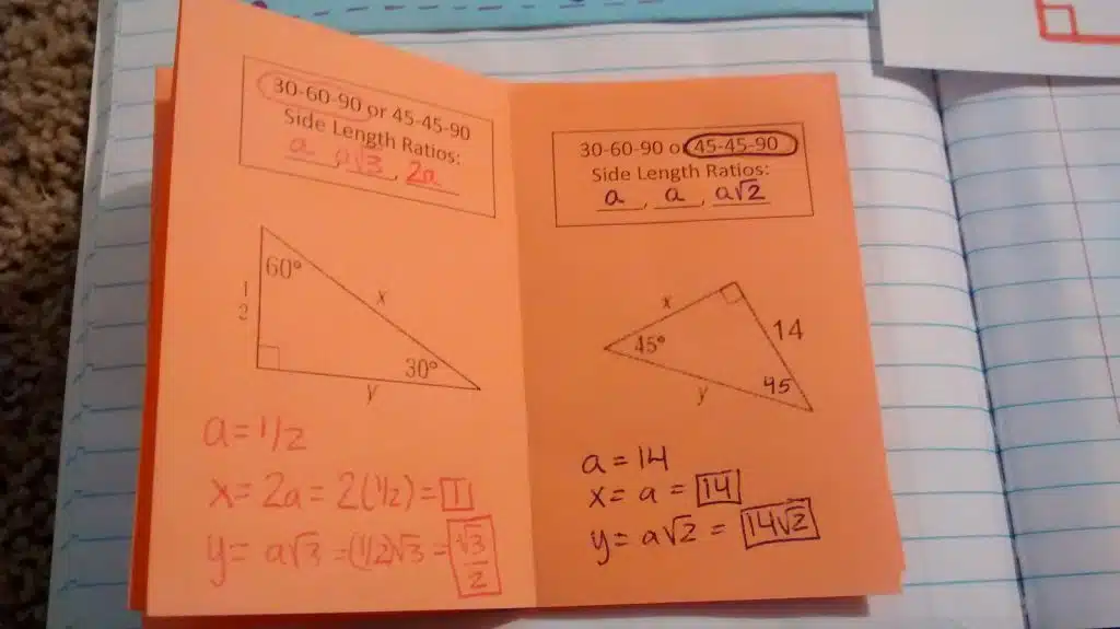 special right triangles practice book