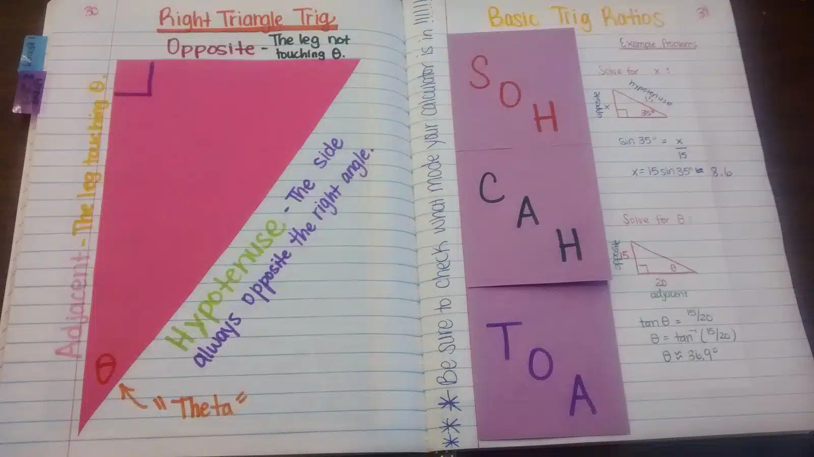 soh cah toa foldable