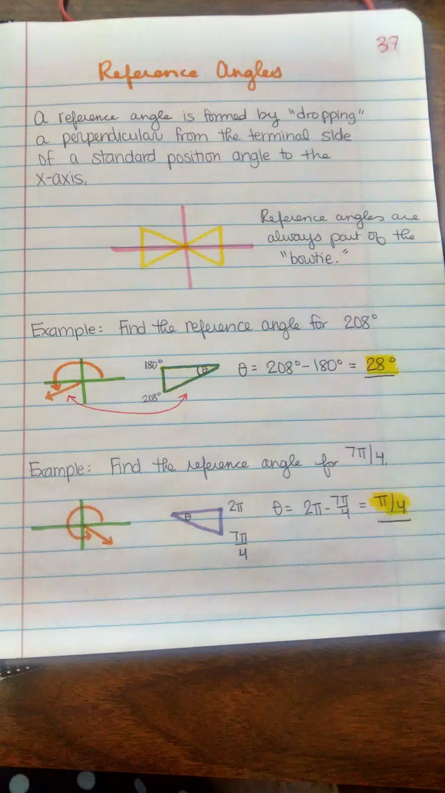 reference angles interactive notebook page