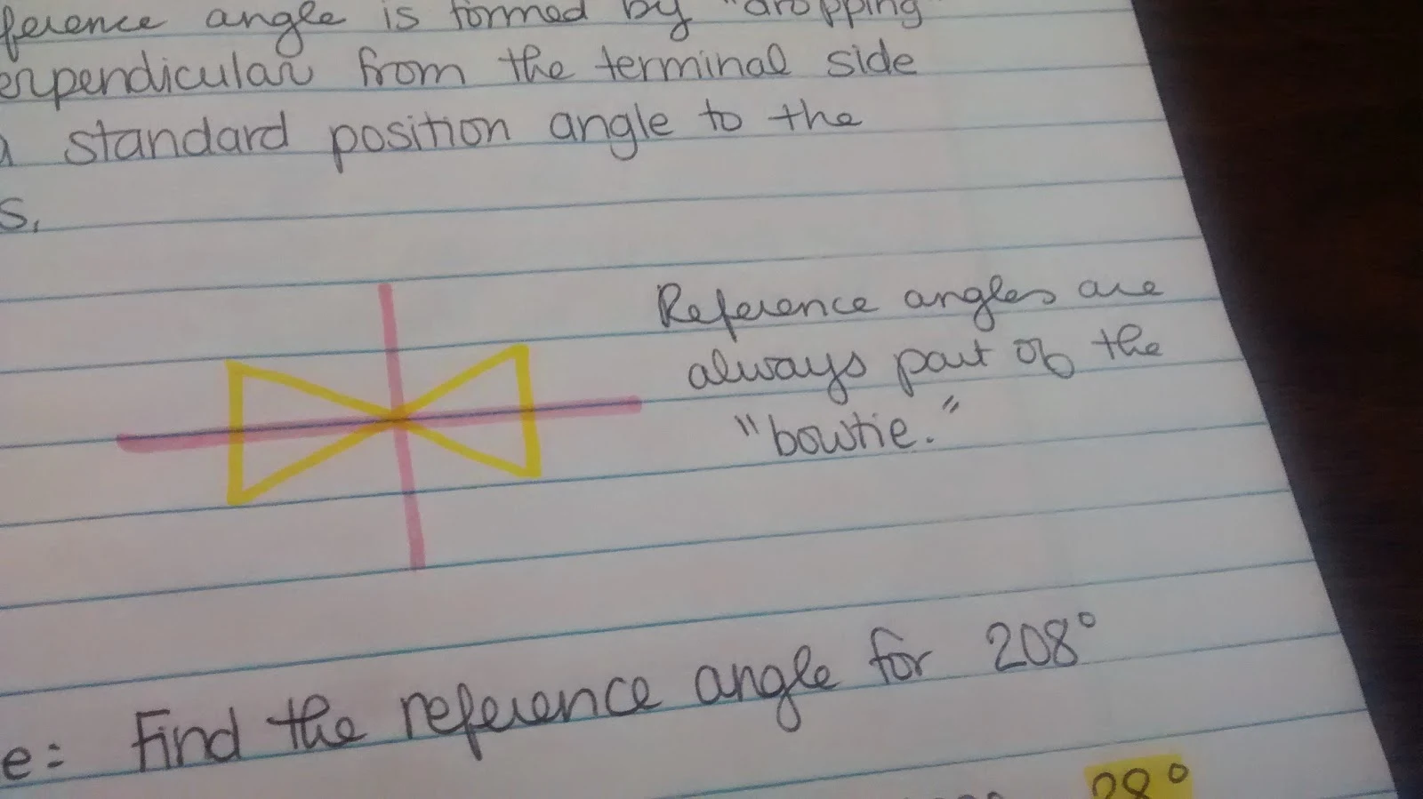 Reference Angles Bowtie Drawing. 