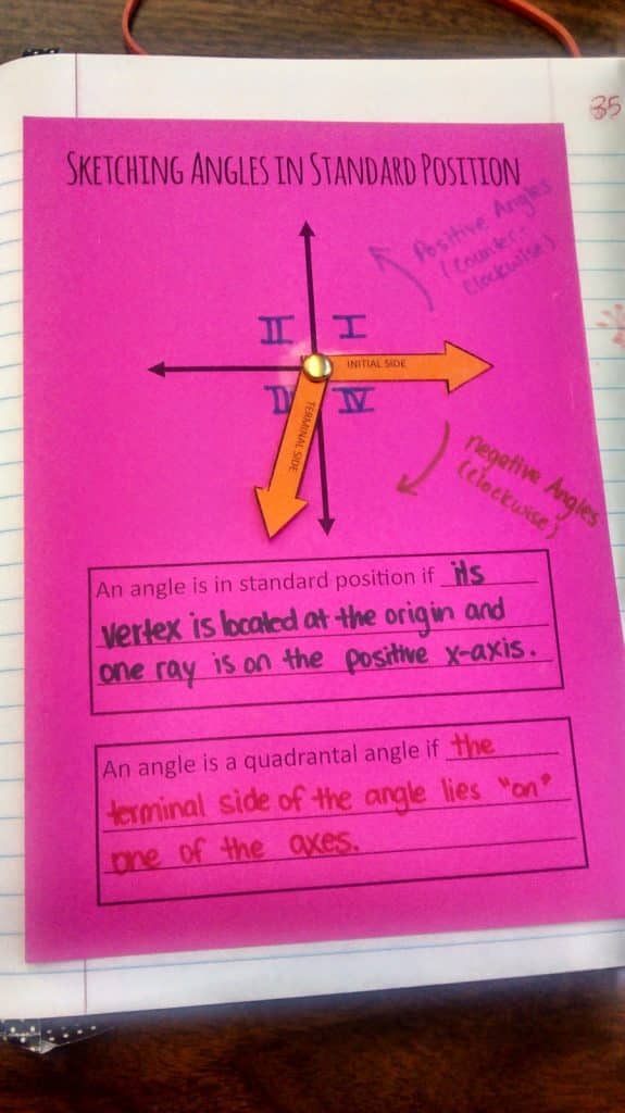 angle spinner activity in interactive notebook. 