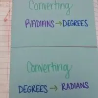 converting between degrees and radians foldable.