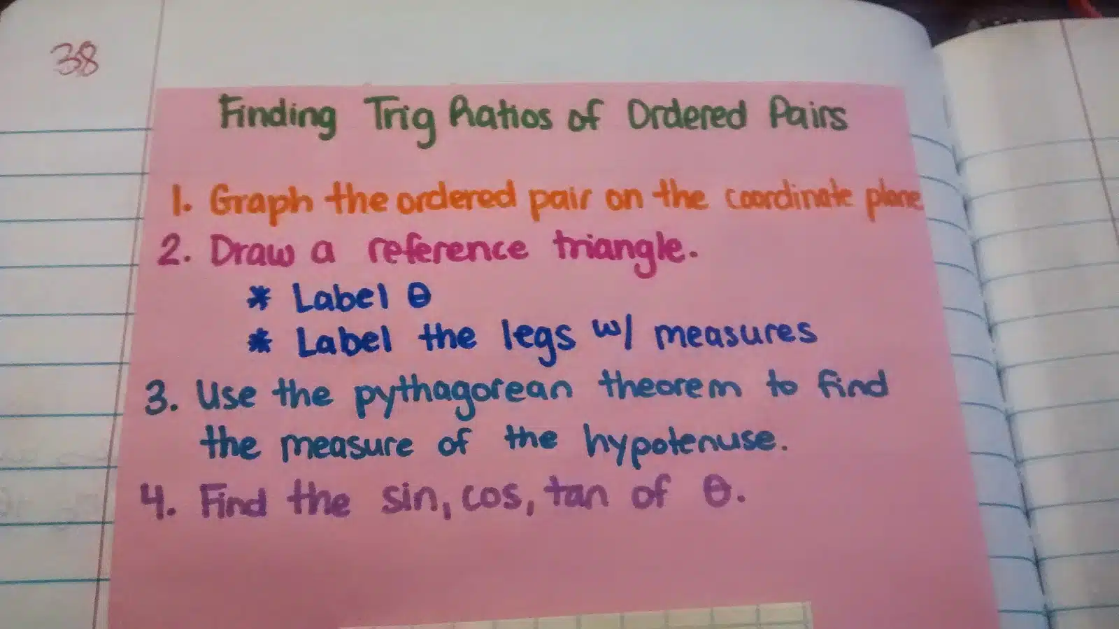 Finding Trig Ratios of Ordered Pairs Practice Book