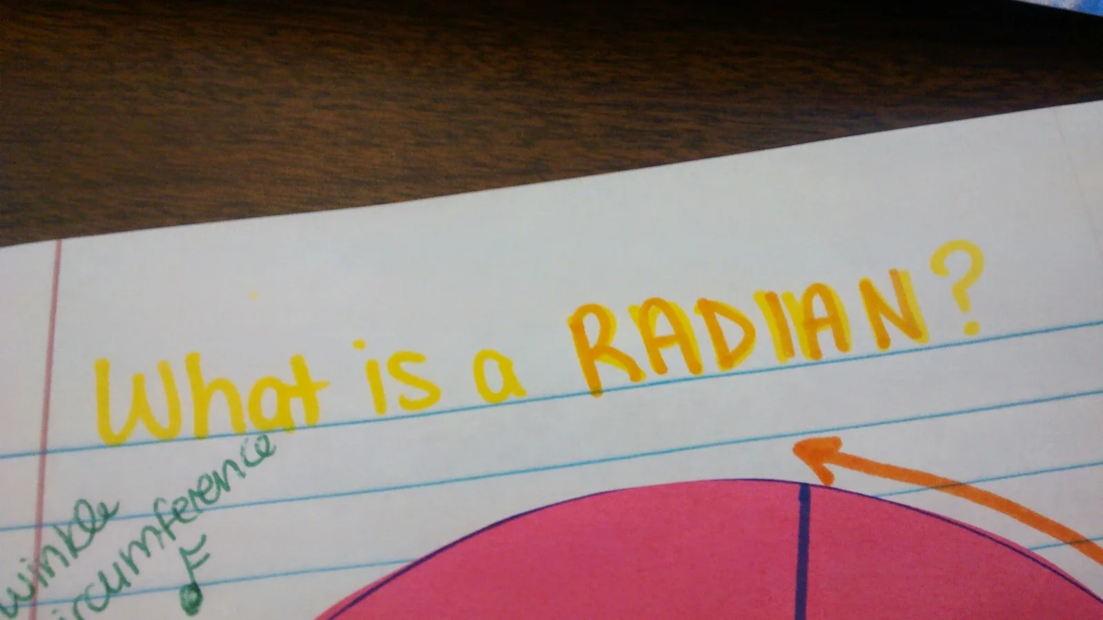 what is a radian title in notebook. 