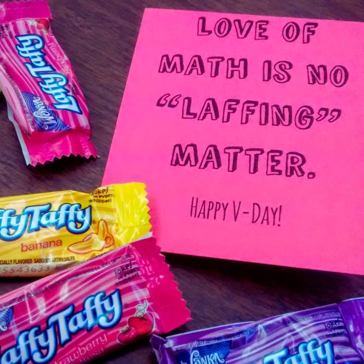 math valentine with laffy taffy candy.
