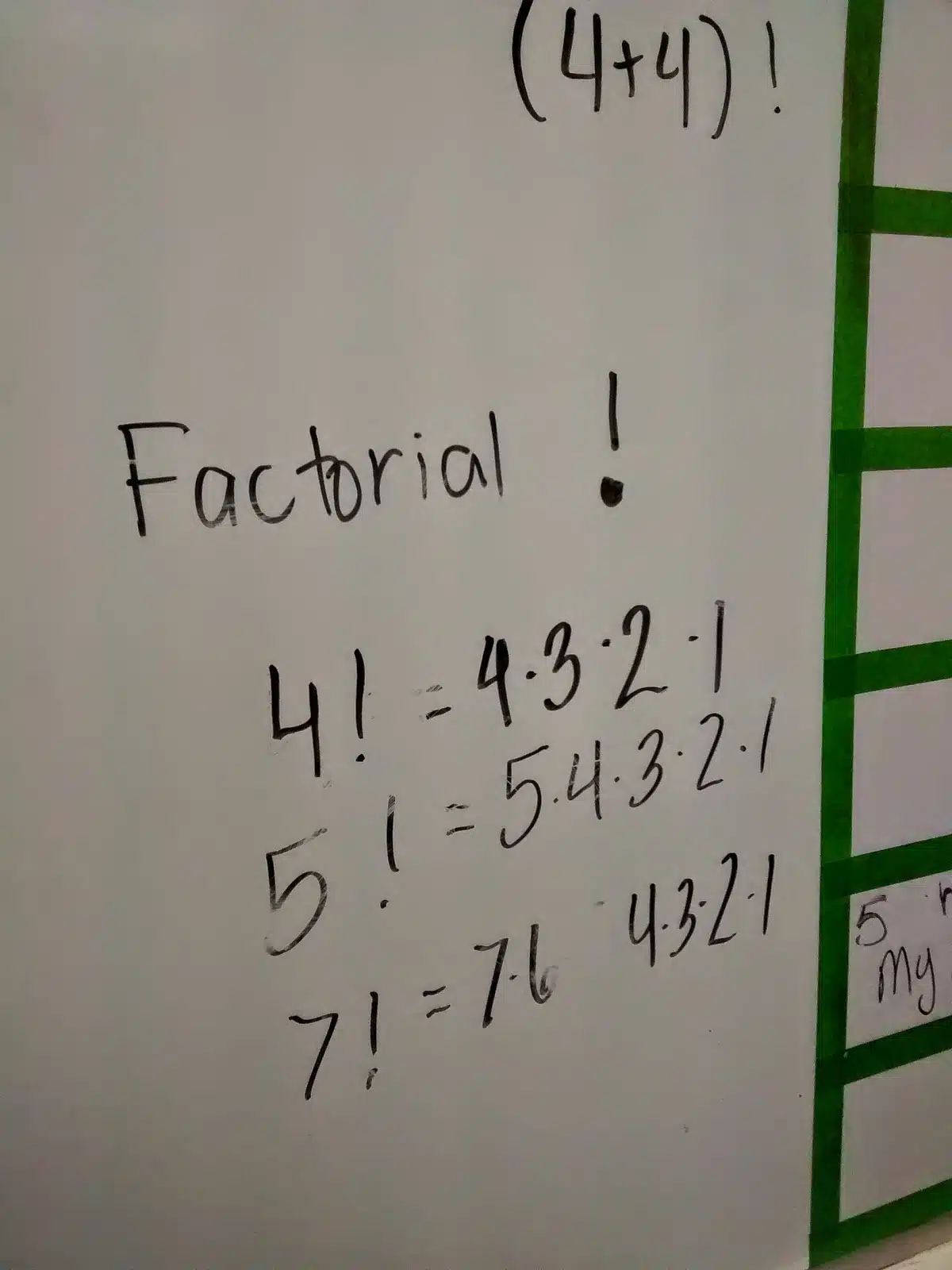 Explanation of Factorial on Dry Erase Board