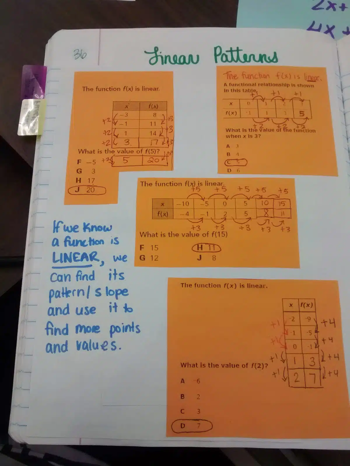 linear vs non-linear practice interactive notebook page for algebra 1 