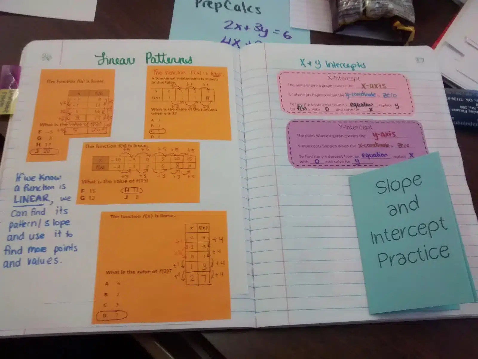 linear vs non-linear practice interactive notebook page for algebra 1 