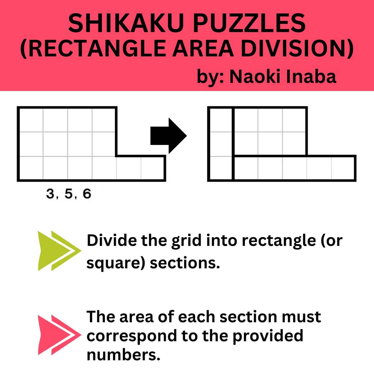 shikaku puzzle instructions from naoki inaba.