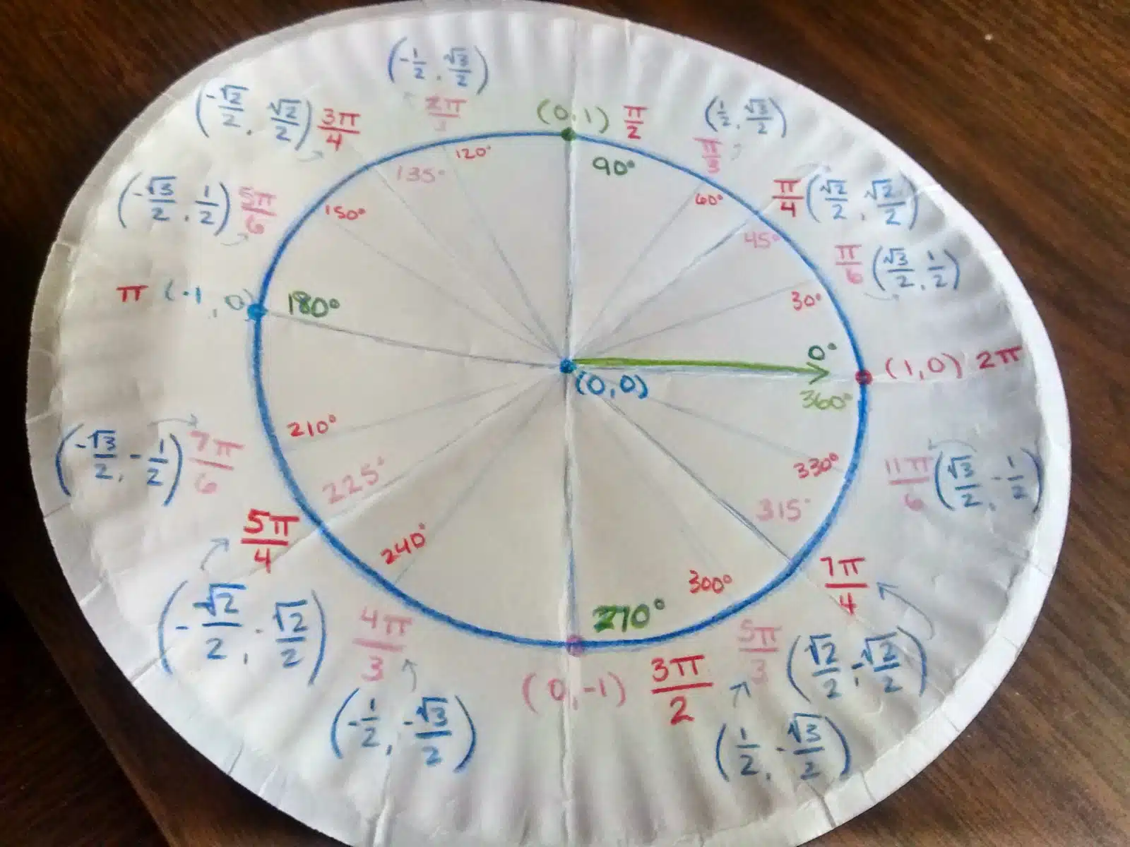 Unit Circle Paper Plate Activity