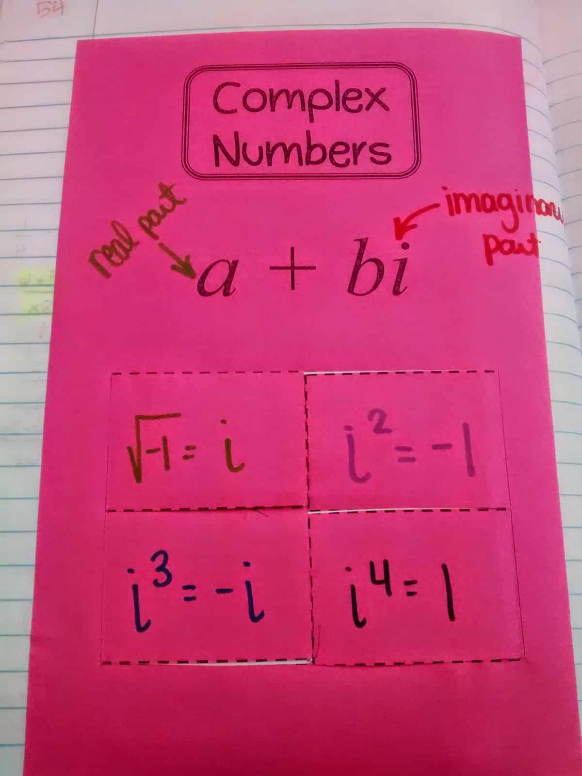 Complex Numbers Foldable.