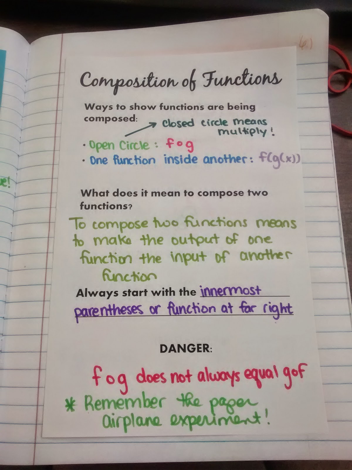 composition of functions foldable