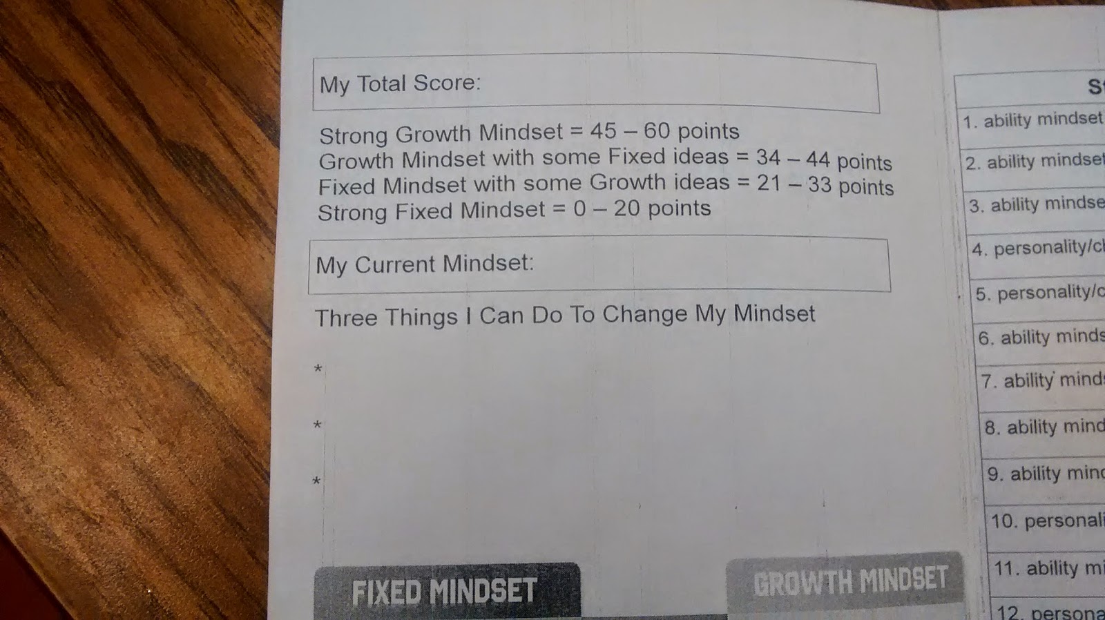 Growth Mindset Quiz Foldable for Interactive Notebooks