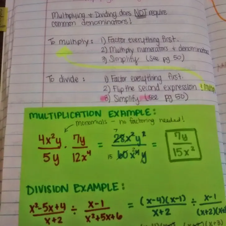 multiplying and dividing rational expressions notes.