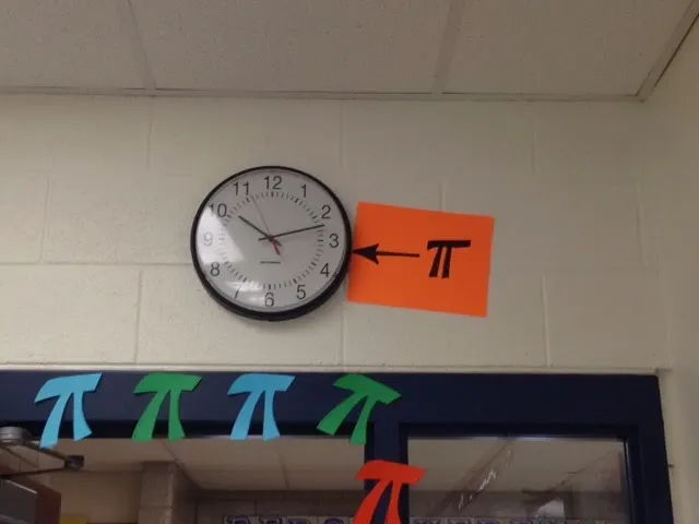 Pi Clock Poster to Decorate Math Classroom for Pi Day
