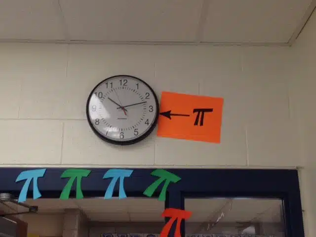 Pi Clock Poster to Decorate Math Classroom for Pi Day