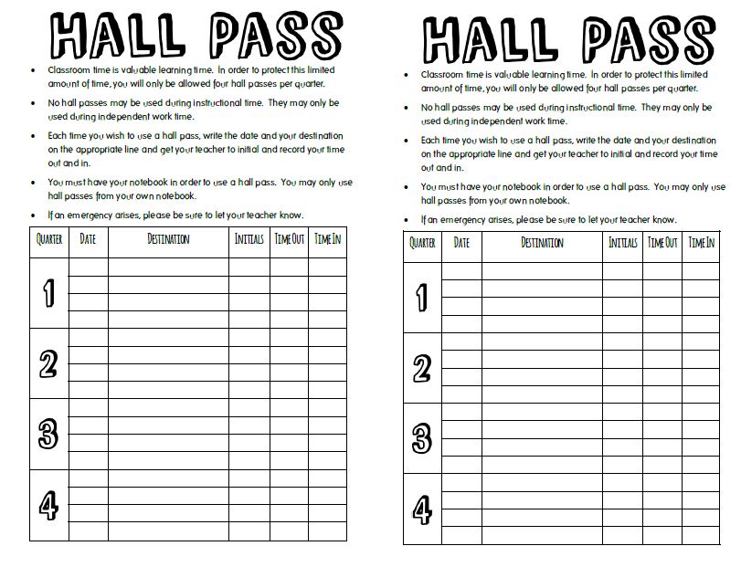 Interactive Notebook Hall Pass 4 