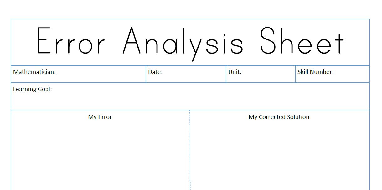 error analysis sheet