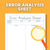 error analysis sheet with magnifying glass clipart on top