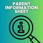 magnifying glass with text "parent information sheet"