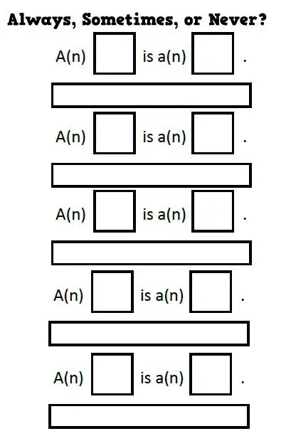 Always Sometimes Never Dice Activity for Real Number System