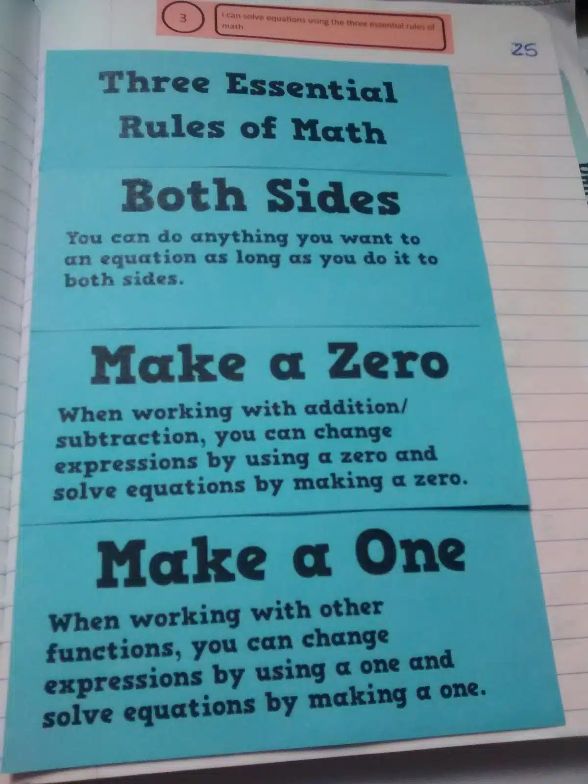 3 Essential Rules of Math for Solving Equations Foldable