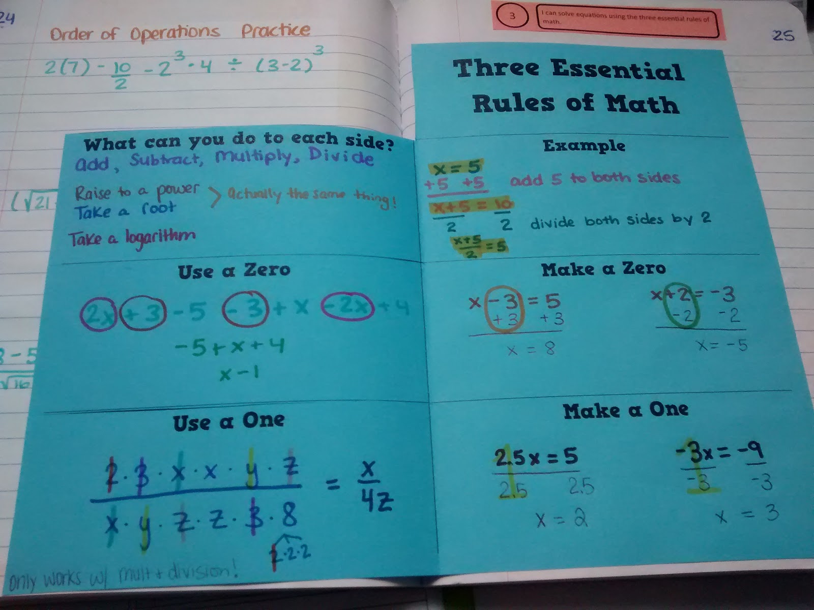 3 Essential Rules of Math for Solving Equations Foldable