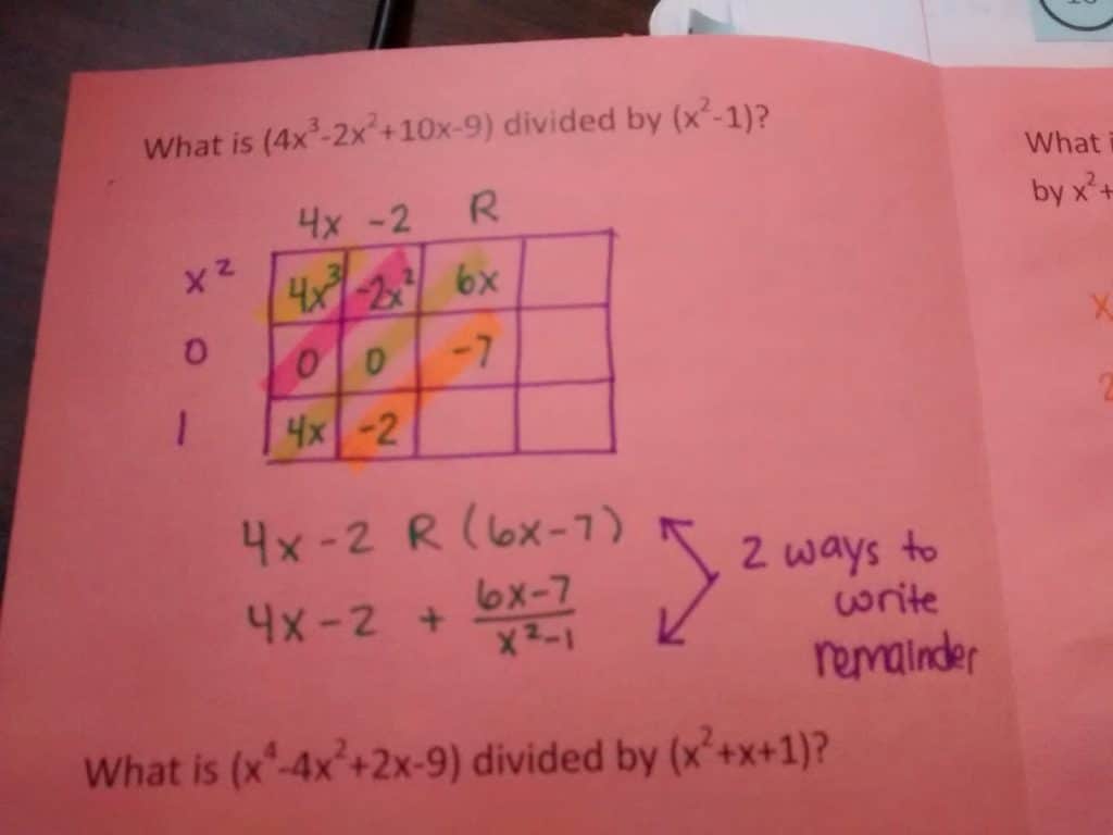 Dividing Polynomials Using the Box Method Activity | Math = Love