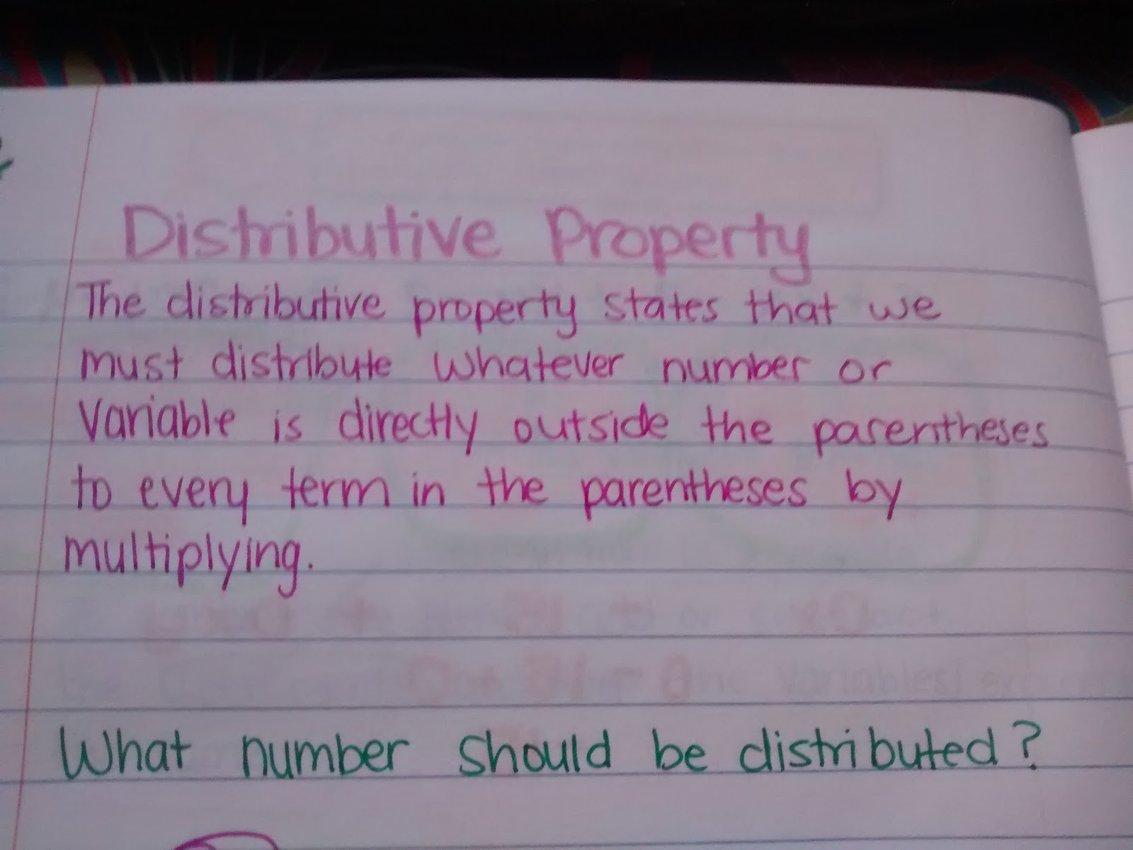 distributive property notes in interactive notebook. 