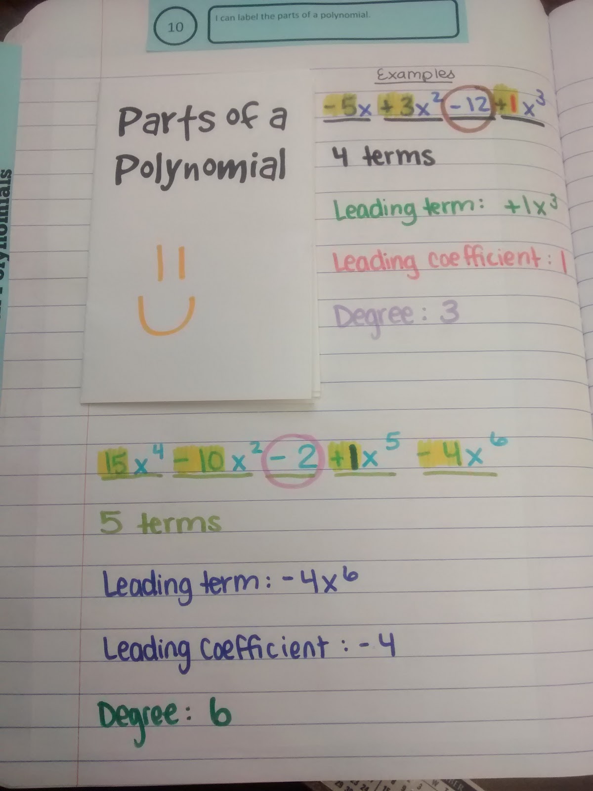 Parts of a Polynomial Practice Book