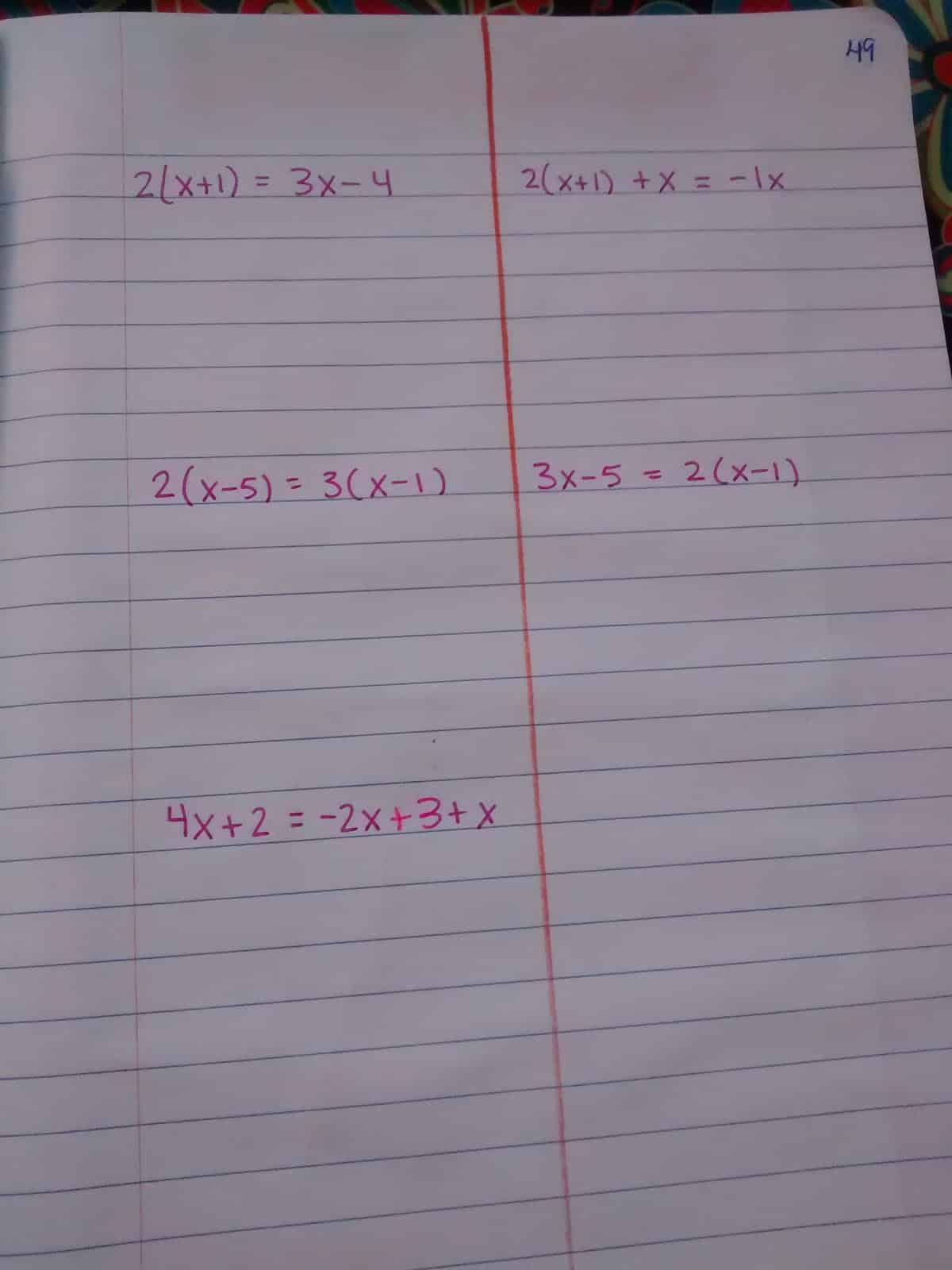 Solving Equations With Variables On Both Sides Of The Equal Sign 
