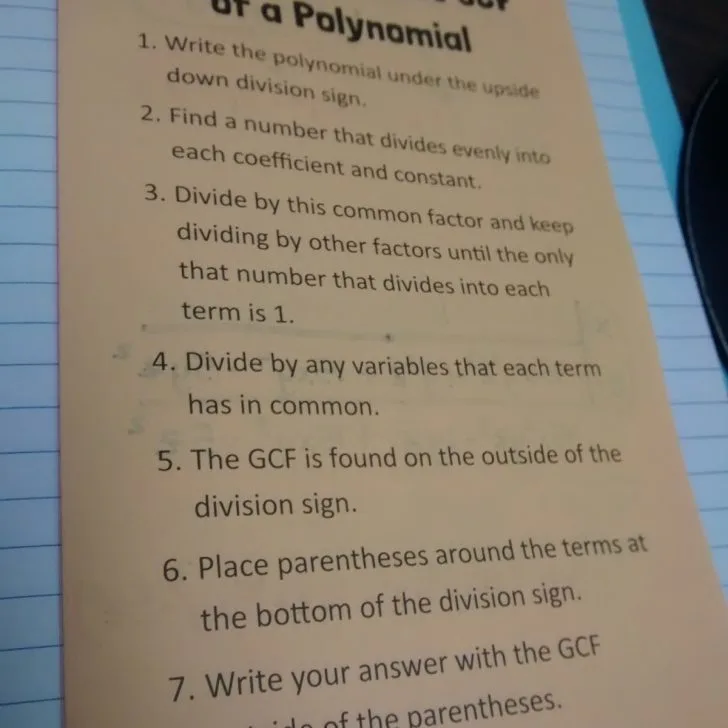 factoring out the gcf of a polynomial notes.