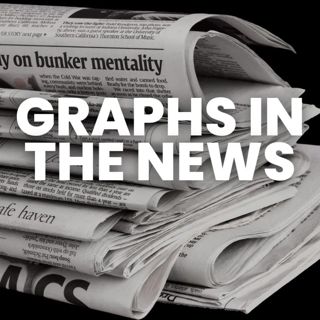 pile of newspapers with text of "Graphs in the news"