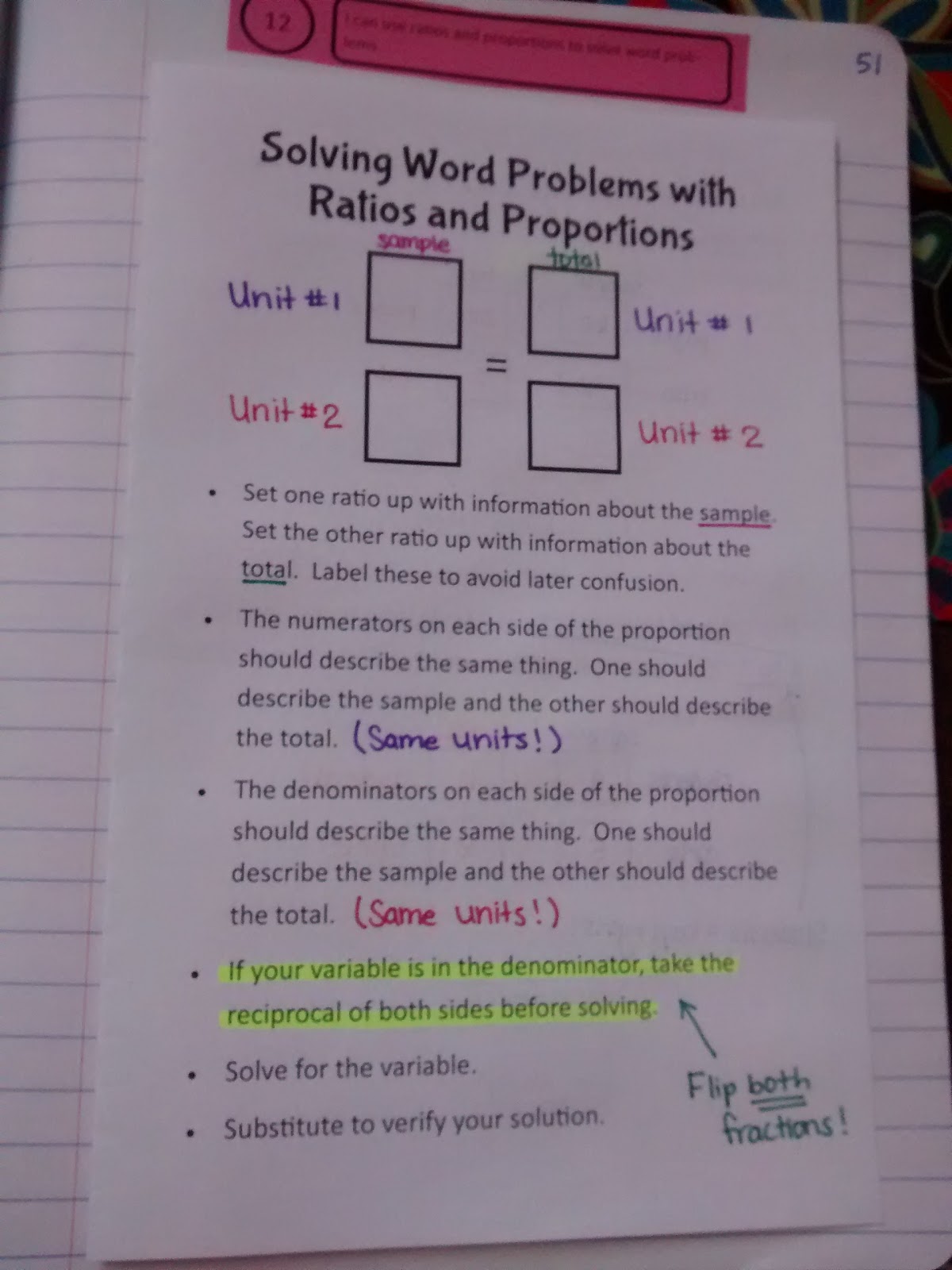 Solving Word Problems Ratios Proportions Foldable 6 