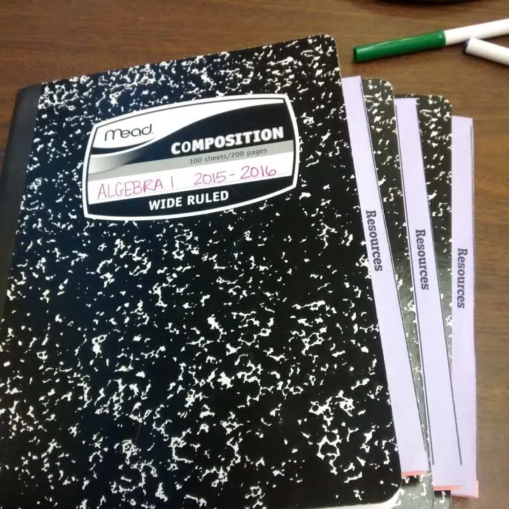 interactive notebooks with dividers.