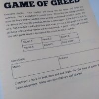 Game of Greed Statistics Foldable.