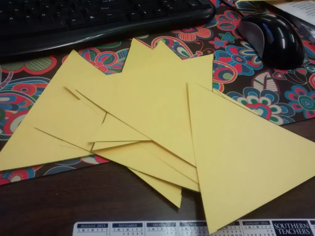 giant yellow equilateral triangles. 