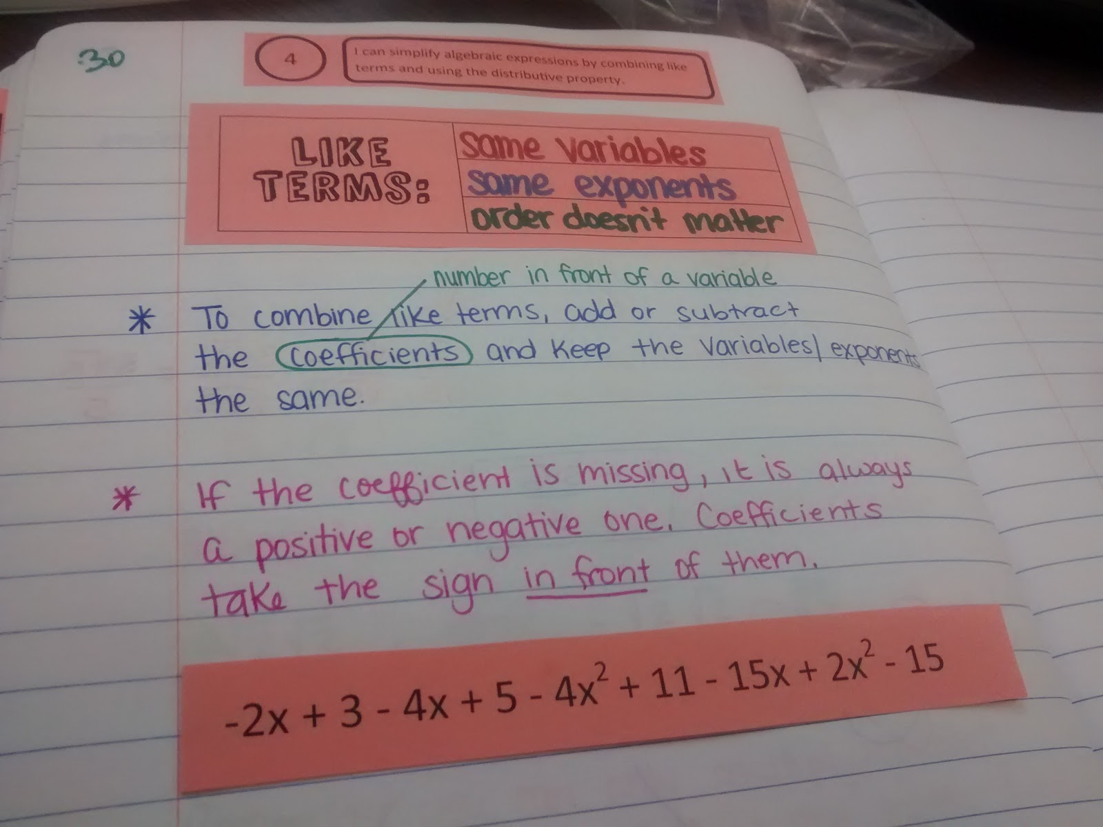 Combining Like Terms Notes 