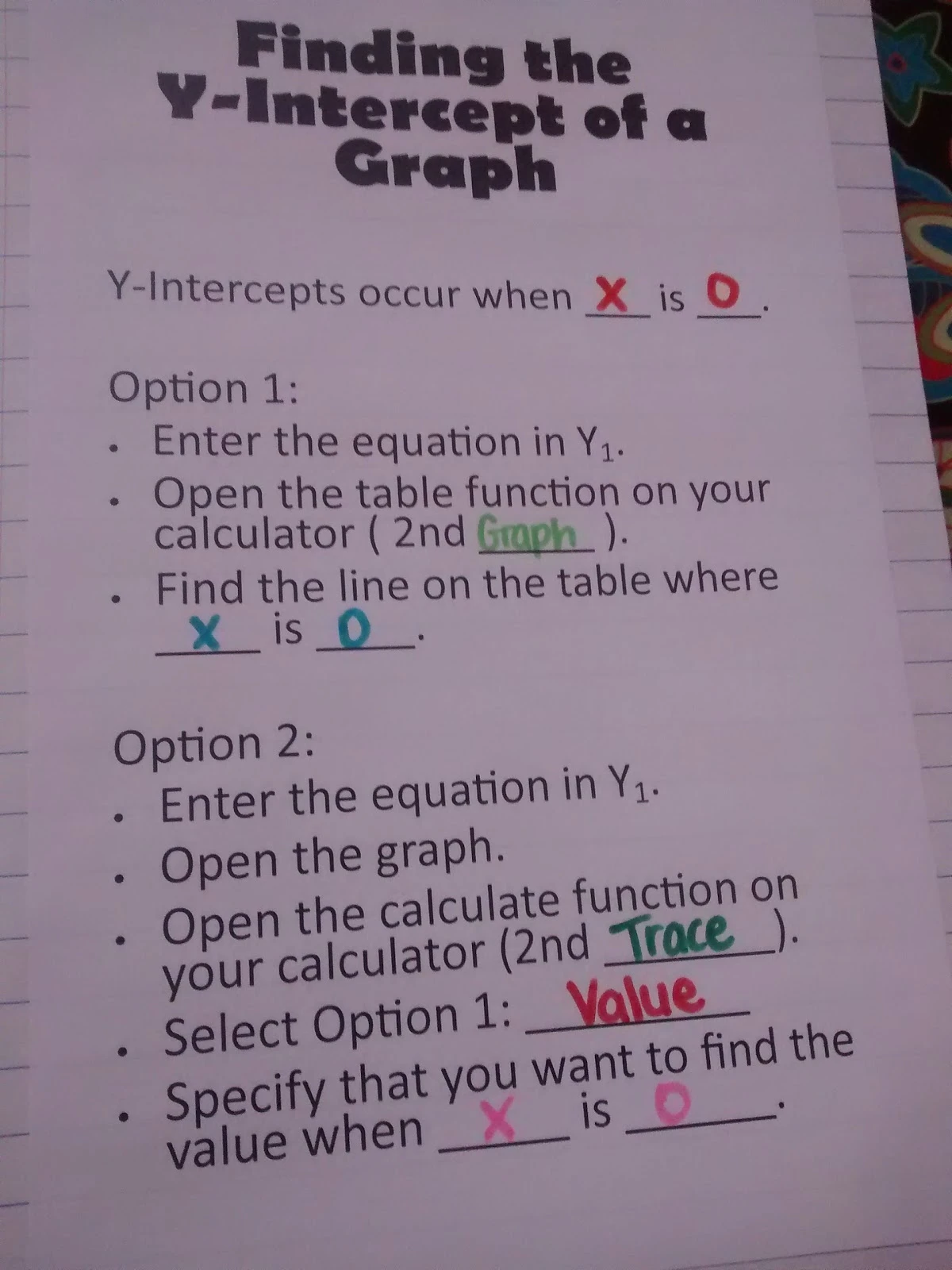 Finding x- and y-Intercepts of Graphs Notes