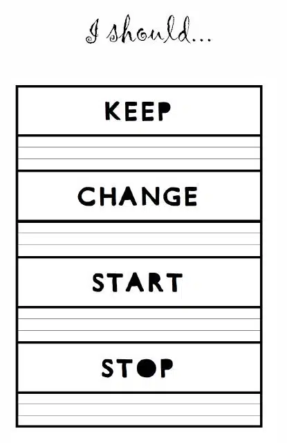 new year new semester reflection form keep change start stop