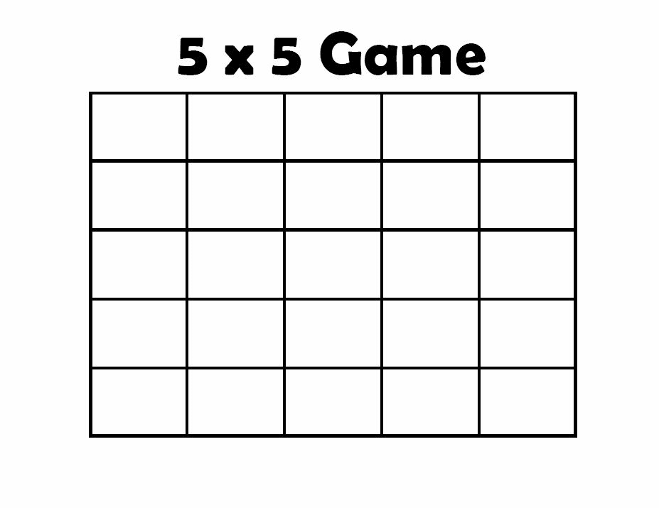 Blank Template for 5 x 5 Game