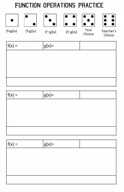 Operations with Functions Dice Practice Activity