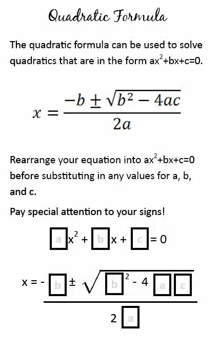 Quadratic Formula Foldable