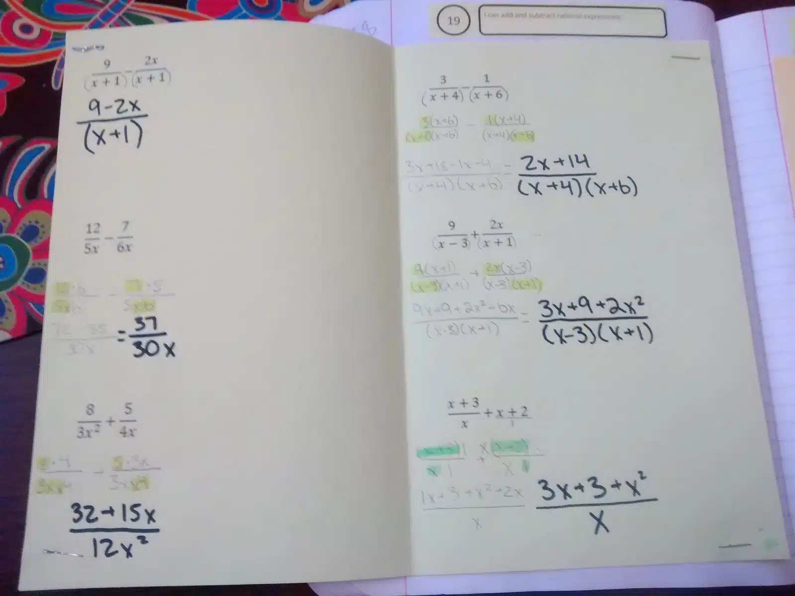 Adding or Subtracting Rational Expressions Foldable Notes. 