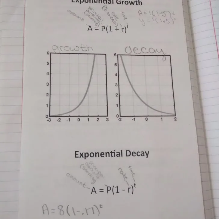 exponential growth and decay foldable.