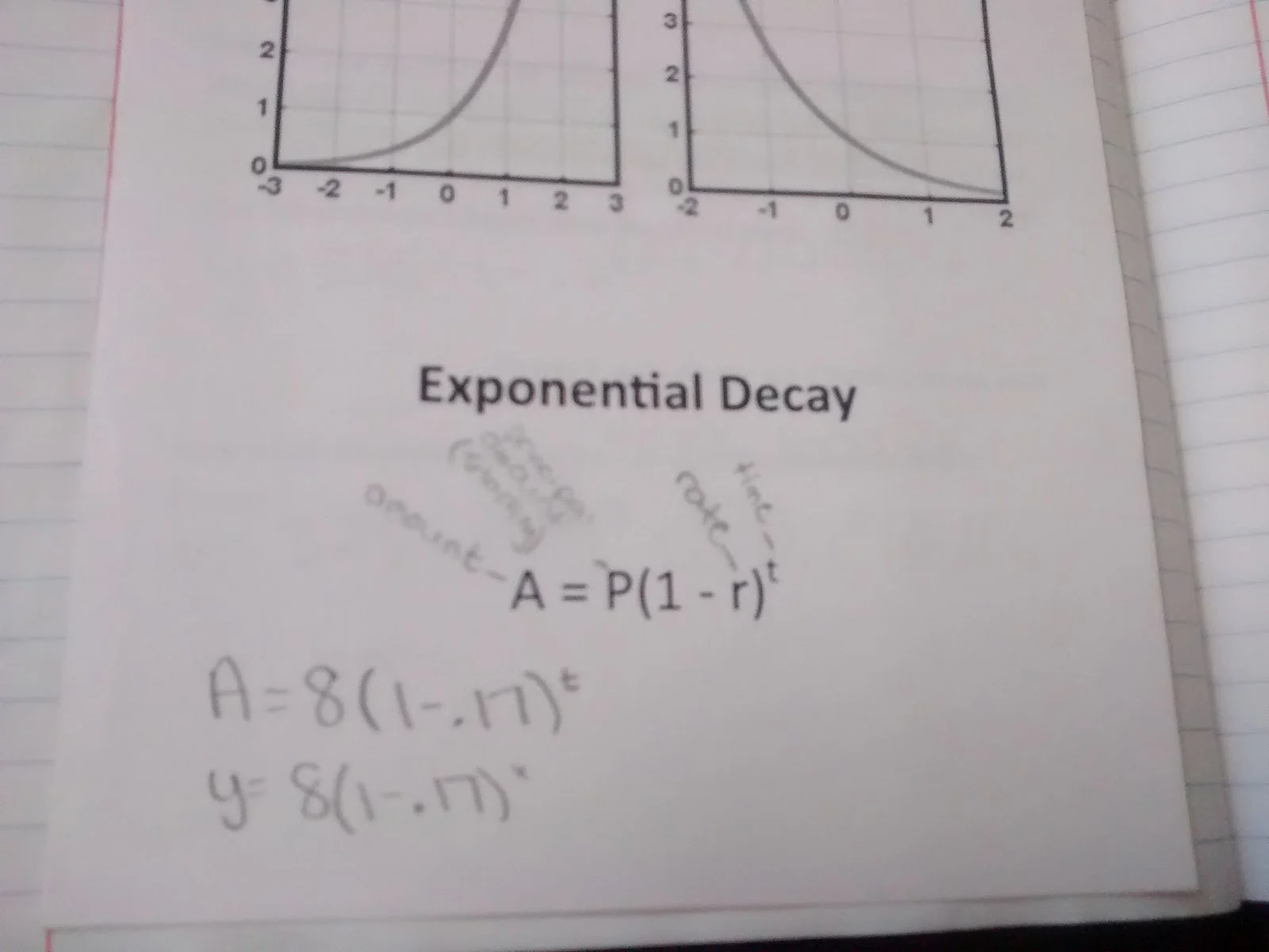 Exponential Growth and Decay Foldable notes. 