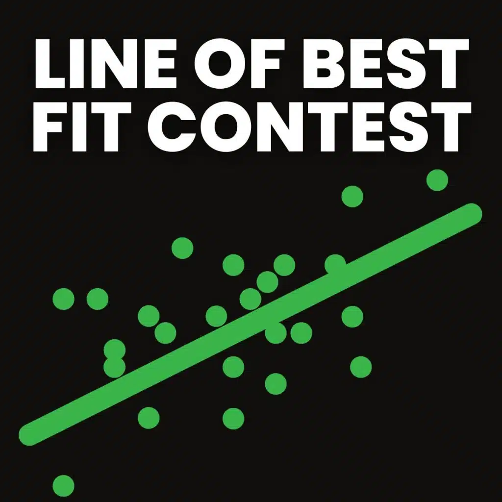 line of best fit contest text above drawing of scatterplot